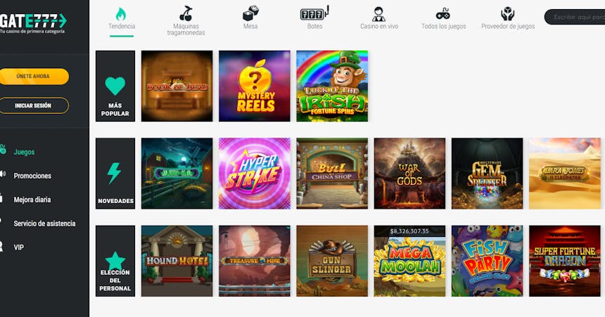 Juegos de casino de Gate777