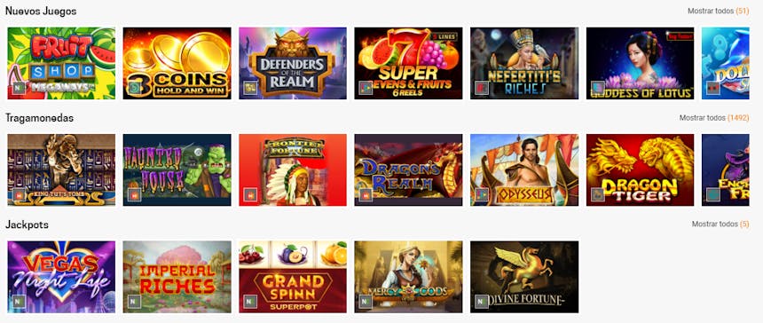 Máquinas tragamonedas, slots e tragaperras de Rivalo