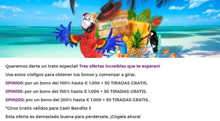Bono bienvenida de Spin Samba