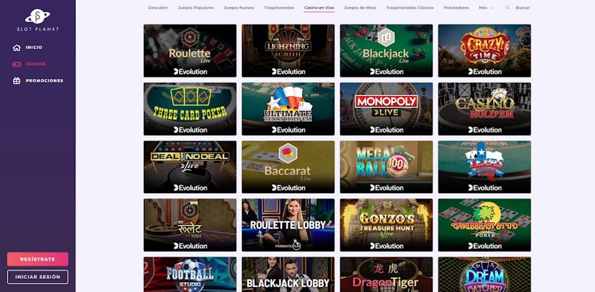 Disfruta del casino en vivo y juega a tu juego favorito en Slot Planet